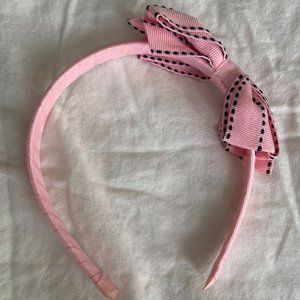 Pink bow black lines headband